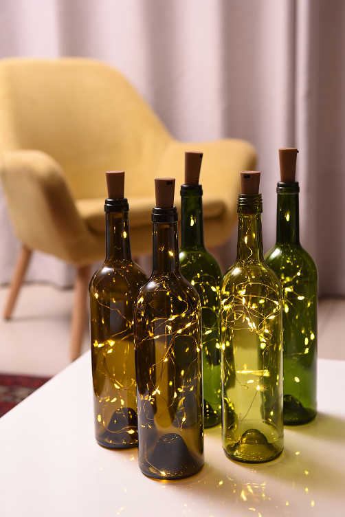 Bottled light creating soft glow